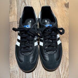 Adidas Black Samba Sneakers with White Stripes